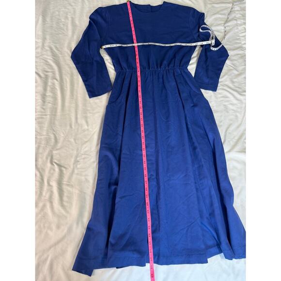 Vintage Royal Blue Midi Dress Made in the USA - Picture 6 of 10